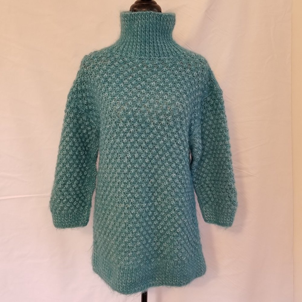 Australian Wool Hand Knitted Teal Sweater - Unique